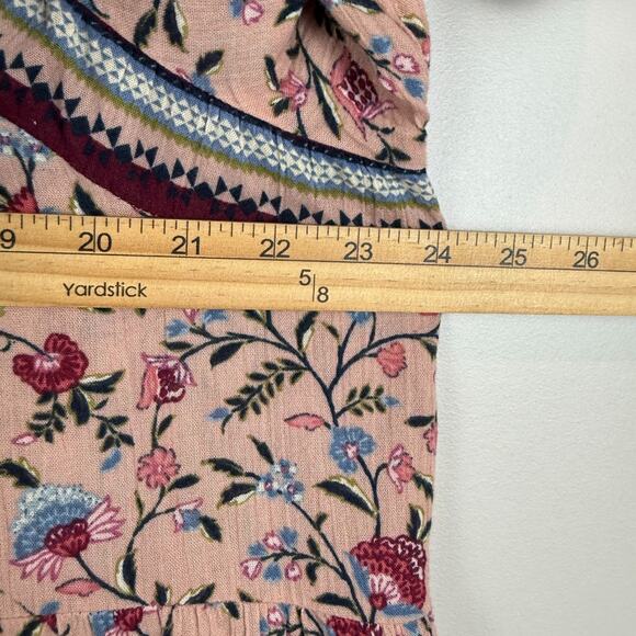Wonderly Maxi Dress Women L Pink Multi Floral Ruffle Puff Sleeve Cottage Prairie - Picture 7 of 8